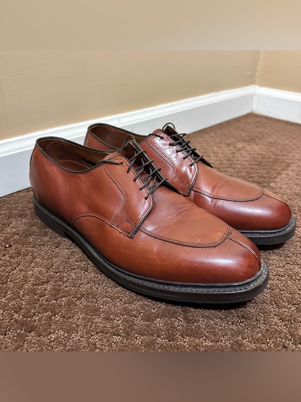 Allen Edmonds Mens Split Toe Oxford Dress Shoes 1628 Brown Leather Size 11 E